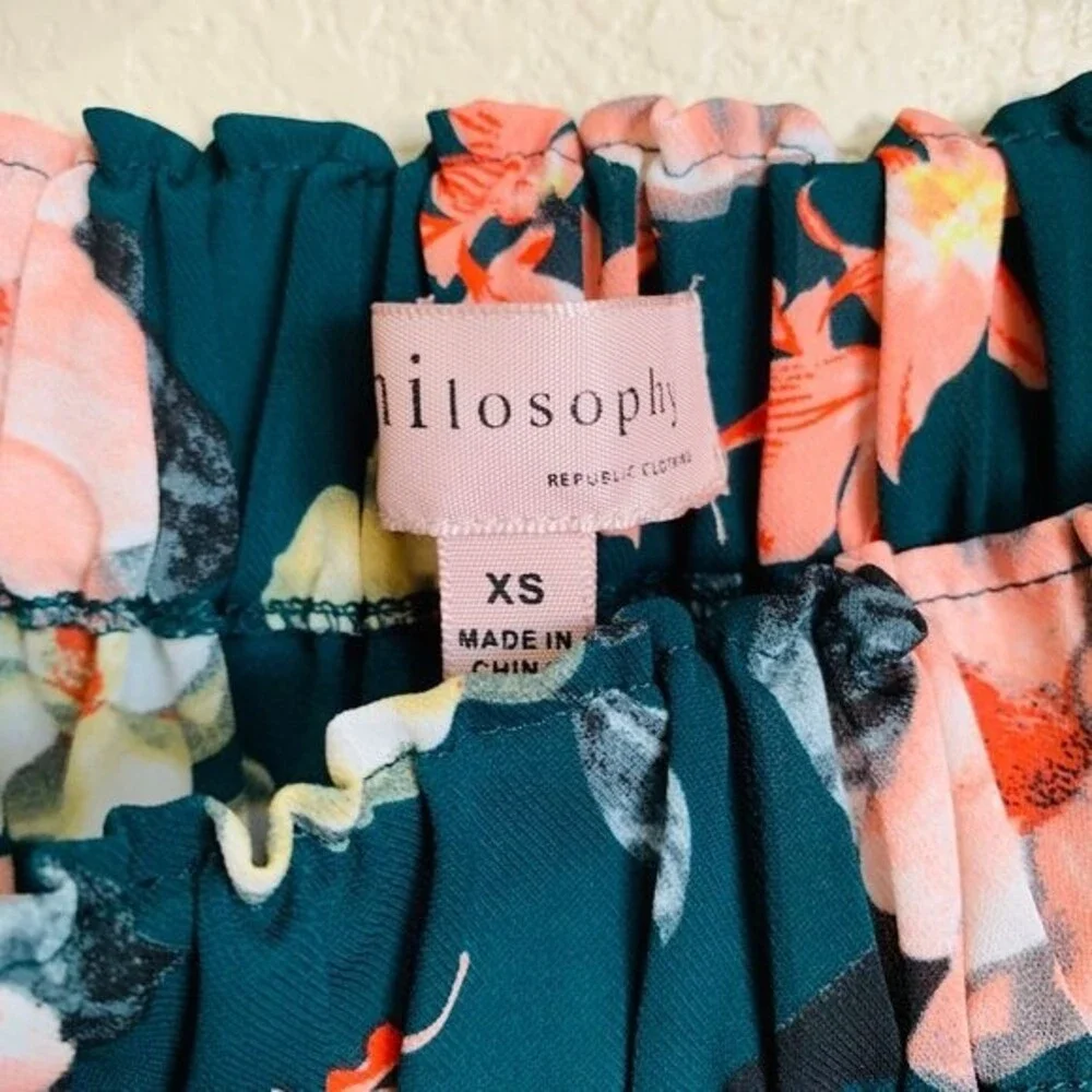 Philosophy Green top women Floral Off The Shoulder Blouse size XS